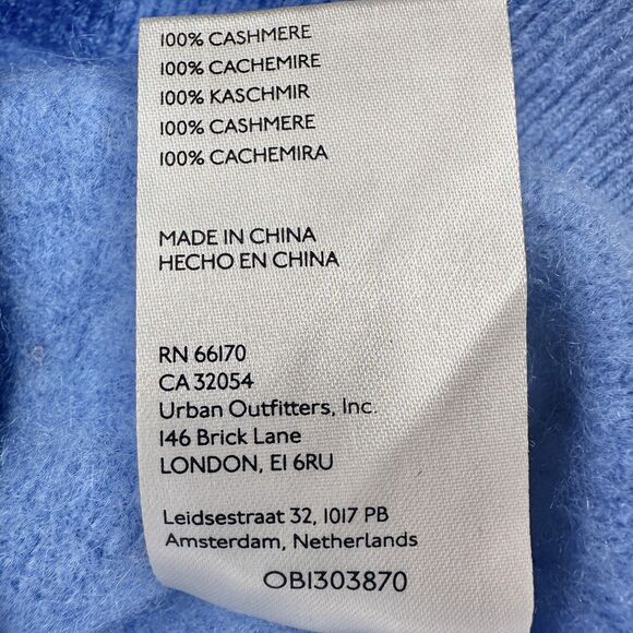 Free People Cashmere Tunic Sweater Sz Medium Blue Ottoman Mock Neck - Picture 7 of 8